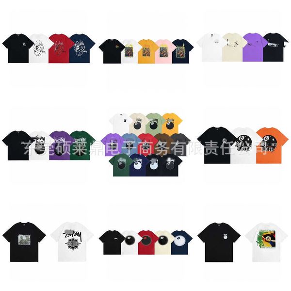 men's and women's fashion t-shirt high street brand stussys correct version of printed letter black 8 screen loose fitting short s, White
men's and women's fashion t-shirt high street brand stussys correct version of printed letter black 8 screen loose fitting short s, White
