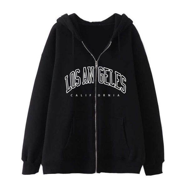 2023 new men's hoodie zipper sweatshirt los angeles california coat top, Black