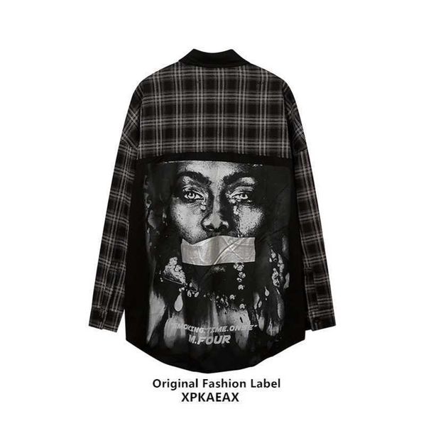 men polo original fashion brand oversize shirt men's 2021 early autumn europe and america hiphop checked shirt coat, White;black
men polo original fashion brand oversize shirt men's 2021 early autumn europe and america hiphop checked shirt coat, White;black
