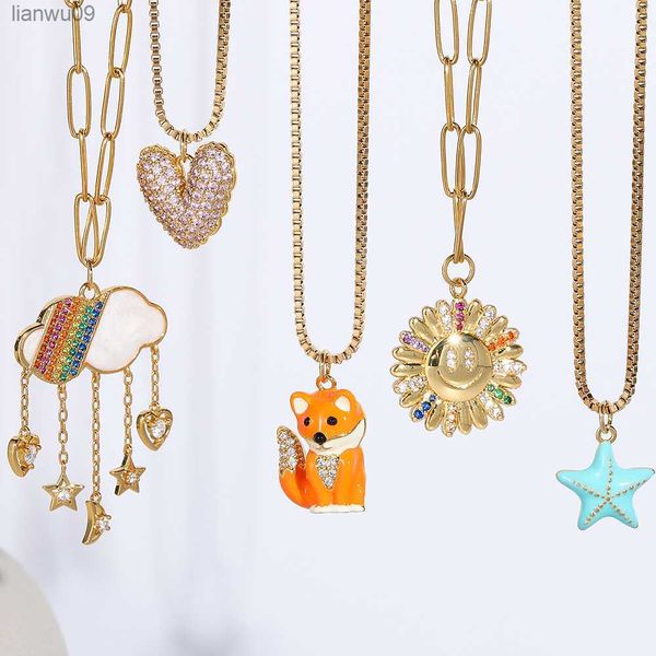 cute shell sunflower heart starfish necklace for women gold color long stainless steel box chain collars fashion pendant l230704, Silver
cute shell sunflower heart starfish necklace for women gold color long stainless steel box chain collars fashion pendant l230704, Silver