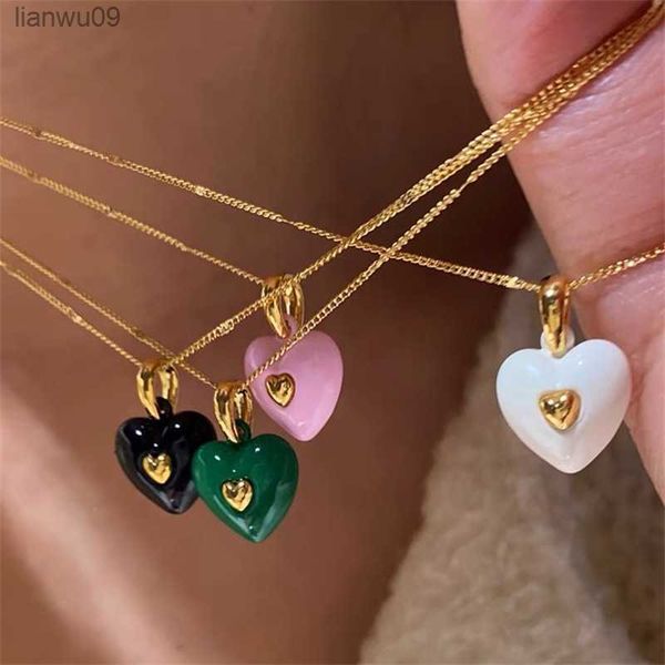 korean heart pendant necklace for women glazed enamel heart clavicle chains neck collars 2022 spring new trendy jewelry collares l230704, Silver
korean heart pendant necklace for women glazed enamel heart clavicle chains neck collars 2022 spring new trendy jewelry collares l230704, Silver