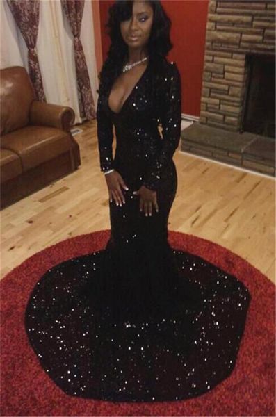 bling sequins mermaid prom dresses with long sleeves plunging v neckline sweep train black girl evening gowns formal party dr5233849
bling sequins mermaid prom dresses with long sleeves plunging v neckline sweep train black girl evening gowns formal party dr5233849