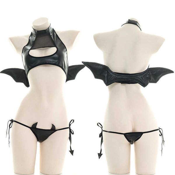 set anime cosplay costumes demon outfit devil wings faux leather unifrom bikini lolita kawaii bra and panty set anime cosplayhkd230703, Black;white
set anime cosplay costumes demon outfit devil wings faux leather unifrom bikini lolita kawaii bra and panty set anime cosplayhkd230703, Black;white