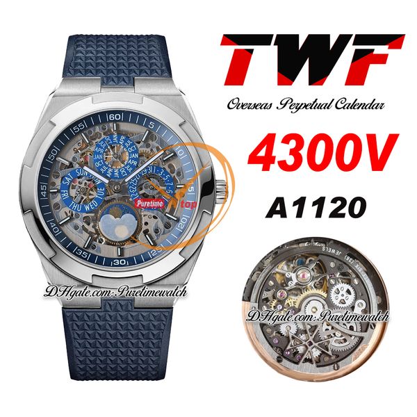 twf overseas perpetual calendar moonphase 4300v a1120 automatic mens watch steel case skeleton dial blue rubber super version reloj hombre e, Slivery;brown
twf overseas perpetual calendar moonphase 4300v a1120 automatic mens watch steel case skeleton dial blue rubber super version reloj hombre e, Slivery;brown