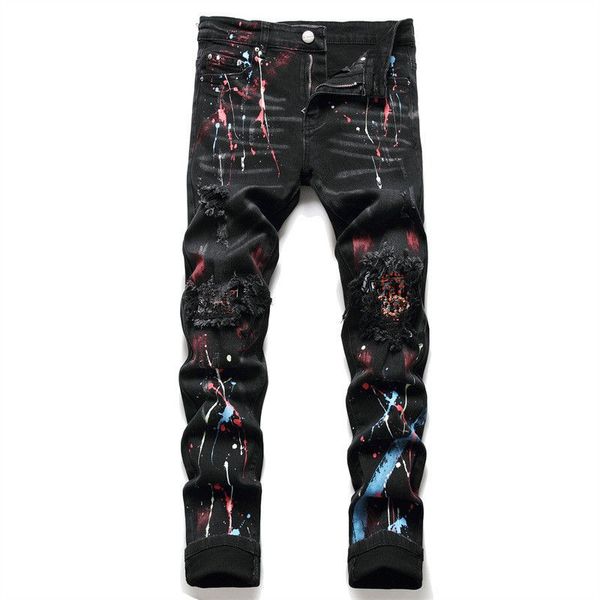 2023 new designer men's jeans european jean hombre letter star men embroidery patchwork ripped for trend brand motorcycle pant mens ski, Blue
2023 new designer men's jeans european jean hombre letter star men embroidery patchwork ripped for trend brand motorcycle pant mens ski, Blue