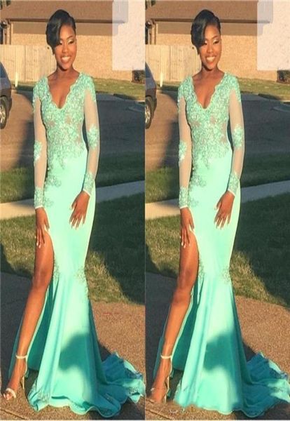 2019 new mermaid african prom dresses for black girl v neck mint green lace long sleeves prom dress high split evening gowns5411784
2019 new mermaid african prom dresses for black girl v neck mint green lace long sleeves prom dress high split evening gowns5411784
