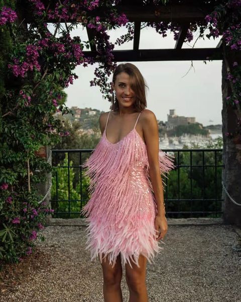 2023 summer prom dresses new fashion tassel sequin feather splice evening gowns short formal gowns, Black
2023 summer prom dresses new fashion tassel sequin feather splice evening gowns short formal gowns, Black