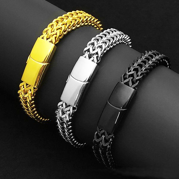 men titanium steel bracelets double carinate bangle trendy punk wristbands boys hip hop jewelry bone chains pulseras 12mm 22cm gold silver b, Golden;silver
men titanium steel bracelets double carinate bangle trendy punk wristbands boys hip hop jewelry bone chains pulseras 12mm 22cm gold silver b, Golden;silver