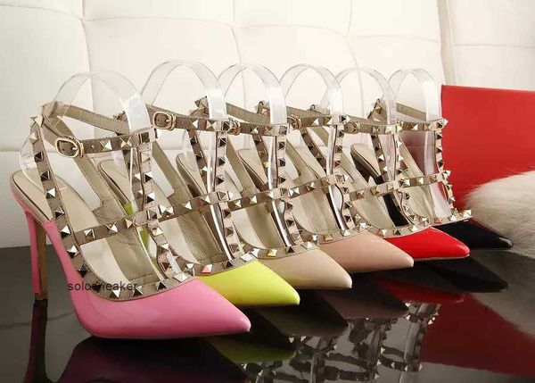 luxury style patent leather glossy noodles ladies sandals fashion metal nails valentinoly high heels 2 european tapes real leather, Black
luxury style patent leather glossy noodles ladies sandals fashion metal nails valentinoly high heels 2 european tapes real leather, Black