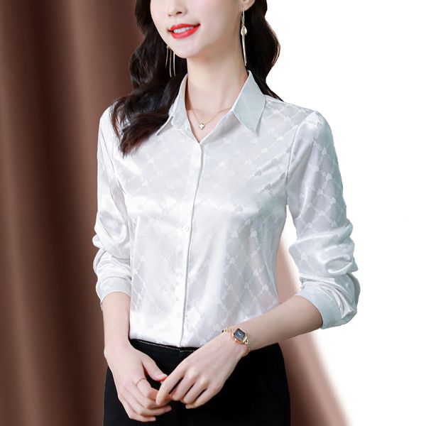 2023 designer white women's silk shirt vintage lapel button up shirts long sleeve formal elegant and youth jacquard blouses 2023 girl b
2023 designer white women's silk shirt vintage lapel button up shirts long sleeve formal elegant and youth jacquard blouses 2023 girl b