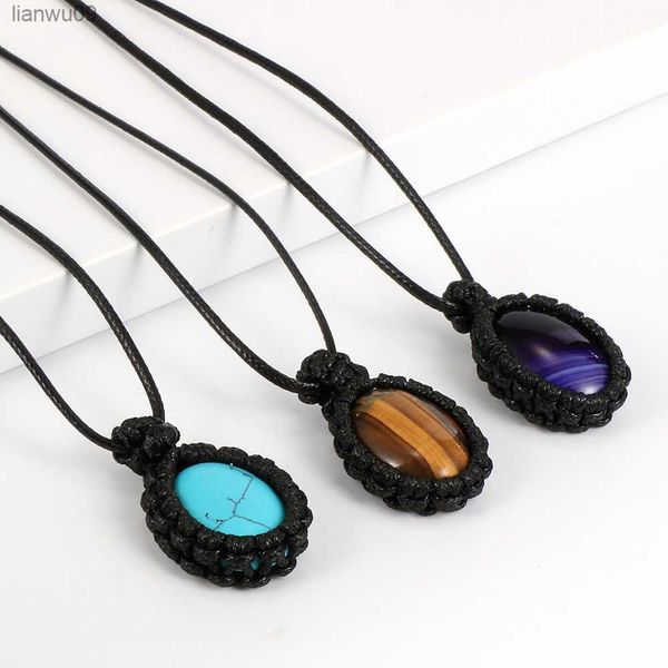 fashion natural stone tiger eye opal turquoise pendant necklace for women men wax rope wrap gemstone choker l230704, Silver
fashion natural stone tiger eye opal turquoise pendant necklace for women men wax rope wrap gemstone choker l230704, Silver