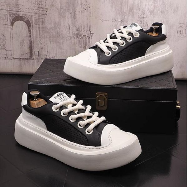 men's shoes 2023 summer new perforated thick sole casual shoes youth small white shoes men's board shoes 1aa8, Black
men's shoes 2023 summer new perforated thick sole casual shoes youth small white shoes men's board shoes 1aa8, Black