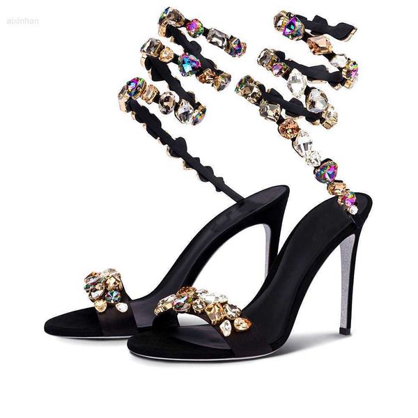 2023 summer new snake shaped high heel sandals water diamond fashion colorful stone sheepskin silver sole banquet shoes, Black
2023 summer new snake shaped high heel sandals water diamond fashion colorful stone sheepskin silver sole banquet shoes, Black