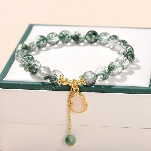 natural green quartz gourd pendant chain bracelet women new design lucky crystal bead tassel bangles wrist yoga gift, Golden;silver
natural green quartz gourd pendant chain bracelet women new design lucky crystal bead tassel bangles wrist yoga gift, Golden;silver
