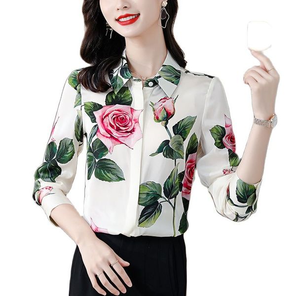 luxury retro floral silk shirt designer womens business lapel button up shirts long sleeve formal blouses 2023 girl back to school elegant, White
luxury retro floral silk shirt designer womens business lapel button up shirts long sleeve formal blouses 2023 girl back to school elegant, White