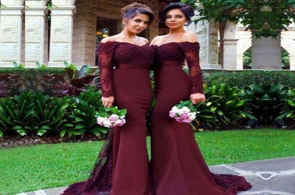 off the shoulder bridesmaids dresses burgundy long sleeve mermaid custom made maid of honor gowns evening dress6458711, Black;red
off the shoulder bridesmaids dresses burgundy long sleeve mermaid custom made maid of honor gowns evening dress6458711, Black;red