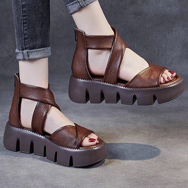 slippers retro thick soled sandals for women's summer genuine cow leather muffin nonslip shoes fish mouth roman sandal 230703, Black
slippers retro thick soled sandals for women's summer genuine cow leather muffin nonslip shoes fish mouth roman sandal 230703, Black