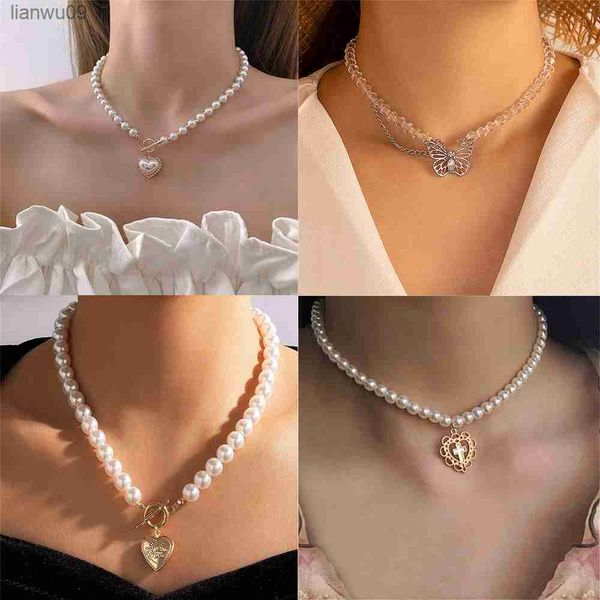 korean elegant pearl beads necklace for women ladies fashion rhinestone butterfly heart pendent necklace choker jewelry l230704, Silver
korean elegant pearl beads necklace for women ladies fashion rhinestone butterfly heart pendent necklace choker jewelry l230704, Silver