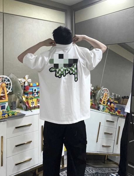 men's and women's fashion t-shirt high street brand stussys new short sleeved with checkered letters printed on loose fitting shor, White
men's and women's fashion t-shirt high street brand stussys new short sleeved with checkered letters printed on loose fitting shor, White
