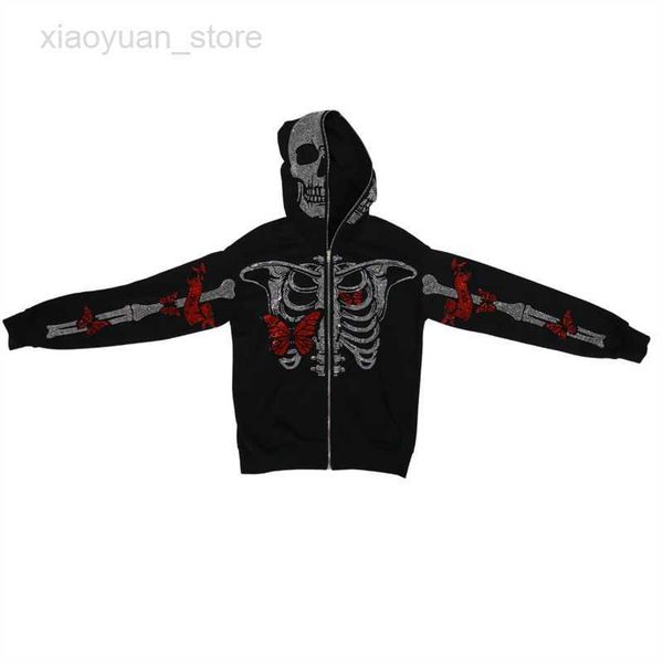 men's hoodies zip-up hoodie men y2k clothes fashion hoodies cool rhinestones butterfly skeleton print sweatshirt zipper coats hkd23070, Black
men's hoodies zip-up hoodie men y2k clothes fashion hoodies cool rhinestones butterfly skeleton print sweatshirt zipper coats hkd23070, Black