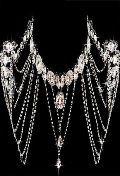 body jewerly pretty bride silver rhinestones tassels shoulder chain link necklace wedding5892511, White
body jewerly pretty bride silver rhinestones tassels shoulder chain link necklace wedding5892511, White