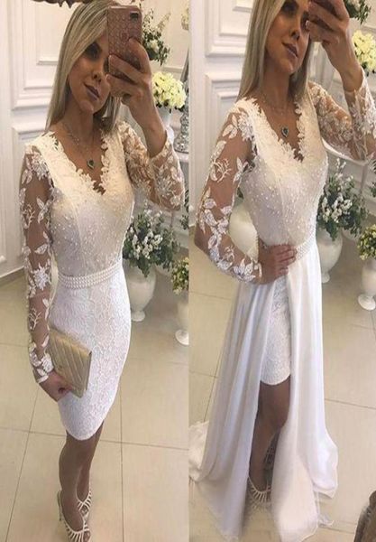 white lace evening dresses with detachable train appliques pearls illusion long sleeves formal party prom gowns knee length short 7768689, Black;red
white lace evening dresses with detachable train appliques pearls illusion long sleeves formal party prom gowns knee length short 7768689, Black;red