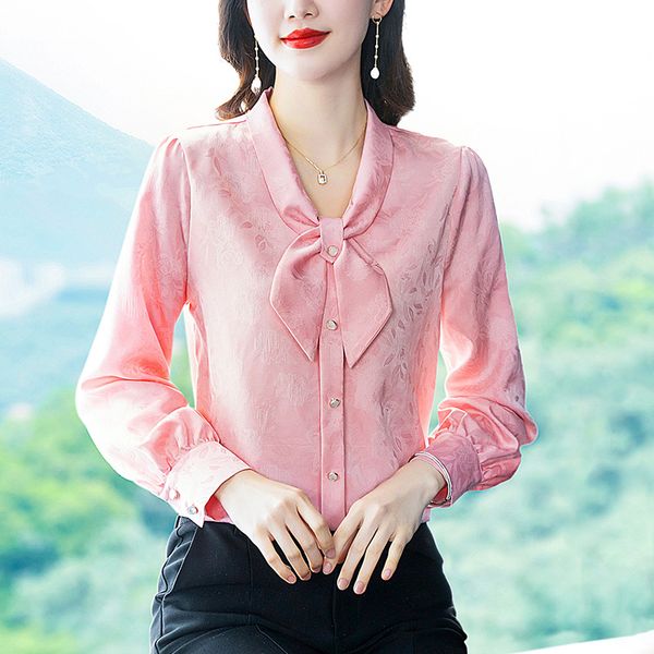 vintage bow tie neck pink satin blouses luxury designer women's fashion long sleeve jacquard runway 2023 sweet girl back to school ele, White
vintage bow tie neck pink satin blouses luxury designer women's fashion long sleeve jacquard runway 2023 sweet girl back to school ele, White