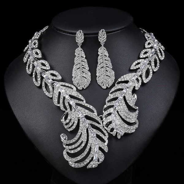 jewelry necklace earring set women's electroplated alloy new exaggerated fashion feather shape 230628, Silver
jewelry necklace earring set women's electroplated alloy new exaggerated fashion feather shape 230628, Silver