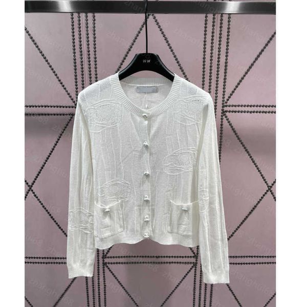 23ss womens designer clothing womens knits round neck hollow texture thin long sleeve cardigan coat womens clothes a1, White
23ss womens designer clothing womens knits round neck hollow texture thin long sleeve cardigan coat womens clothes a1, White