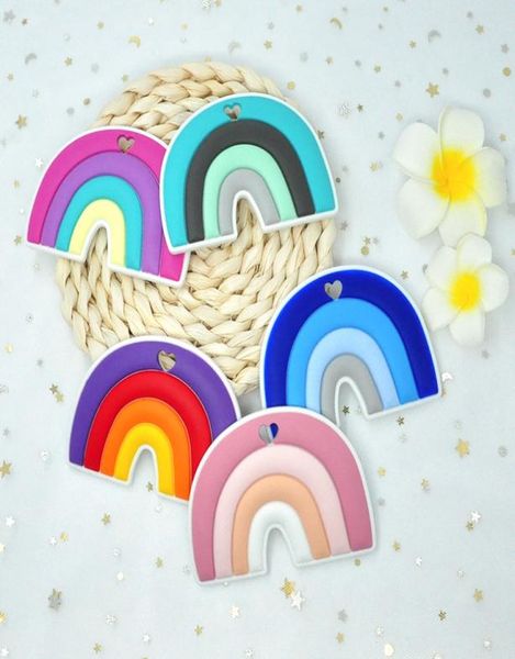 rainbow silicone baby teether pink teethers teething toys 2021 holiday christmas silicon teethers whole bpa 6331682