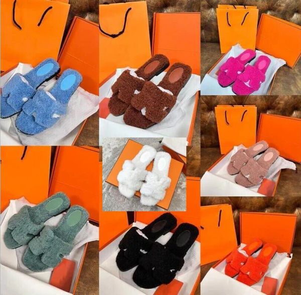 with box luxury lamb wool slippers letter h designer shoes plush autumn winter flat bottom sandal solid color fur fluffy slippers women l pv, Black
with box luxury lamb wool slippers letter h designer shoes plush autumn winter flat bottom sandal solid color fur fluffy slippers women l pv, Black