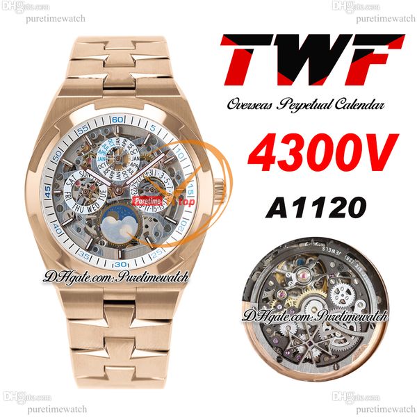twf overseas perpetual calendar moonphase 4300v a1120 automatic mens watch rose gold white skeleton dial stainless steel bracelet super vers, Slivery;brown
twf overseas perpetual calendar moonphase 4300v a1120 automatic mens watch rose gold white skeleton dial stainless steel bracelet super vers, Slivery;brown