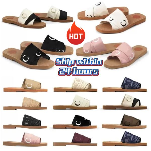 Image of Designer Sandal Women&#039;s Woody Flat Mule Slide Sandals Luxury Slipper Womens Slides Summer Black White Beige Pink Slippers Ladies Outdoor Fashion Platform Sandales