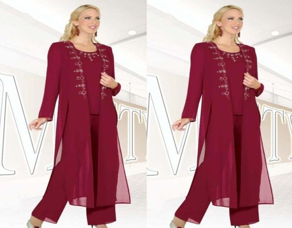burgundy chiffon 3pieces mother of bride pant suit 2019 new fashion jewel long sleeves beaded side split long coat mothers day fo9403309, Black;red
burgundy chiffon 3pieces mother of bride pant suit 2019 new fashion jewel long sleeves beaded side split long coat mothers day fo9403309, Black;red
