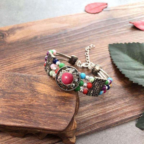 national style bracelet hand imitation stone personality bohemian tibetan silver with clothing gifts can be, Black
national style bracelet hand imitation stone personality bohemian tibetan silver with clothing gifts can be, Black