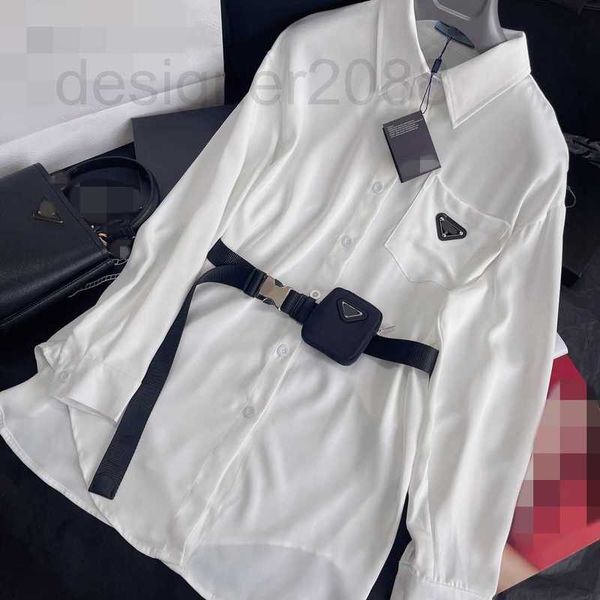 women's blouses designer stylish waist bag with contrasting color silhouette shirt loose boyfriend style light thin slightly layered su, White
women's blouses designer stylish waist bag with contrasting color silhouette shirt loose boyfriend style light thin slightly layered su, White