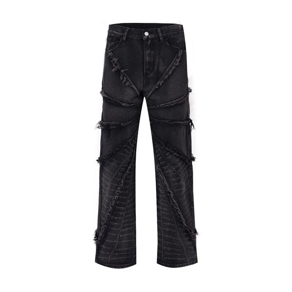 men's jeans zong chi yi she xia american style high street rough edge stone mill made old washed jeans for men and women straight tube, Blue
men's jeans zong chi yi she xia american style high street rough edge stone mill made old washed jeans for men and women straight tube, Blue