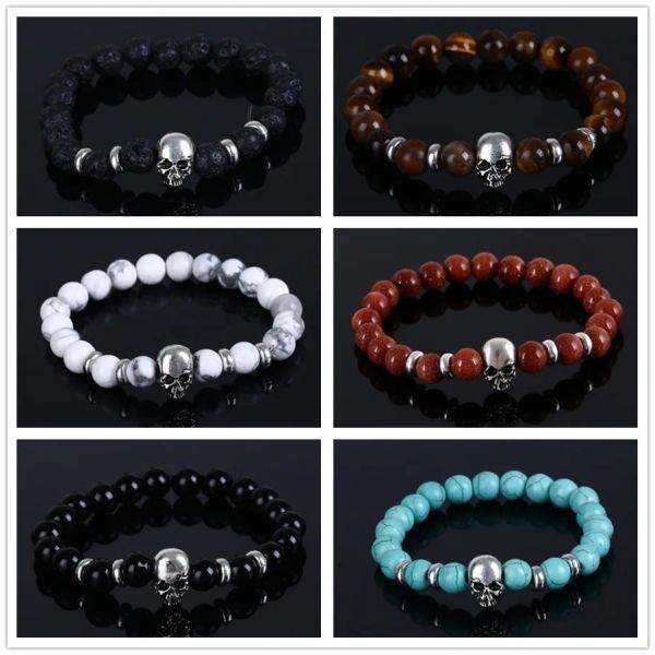 women lava stone and tiger eye turquoise stone beads bracelet 2022 fashion man black natural stones skull bracelet
women lava stone and tiger eye turquoise stone beads bracelet 2022 fashion man black natural stones skull bracelet