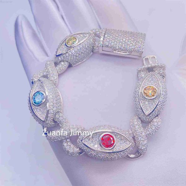 designer jewelry new design fashion style sparkly iced out rapper jewelry 15mm vvs1 baguette moissanite evil eyes bracelet, Silver
designer jewelry new design fashion style sparkly iced out rapper jewelry 15mm vvs1 baguette moissanite evil eyes bracelet, Silver