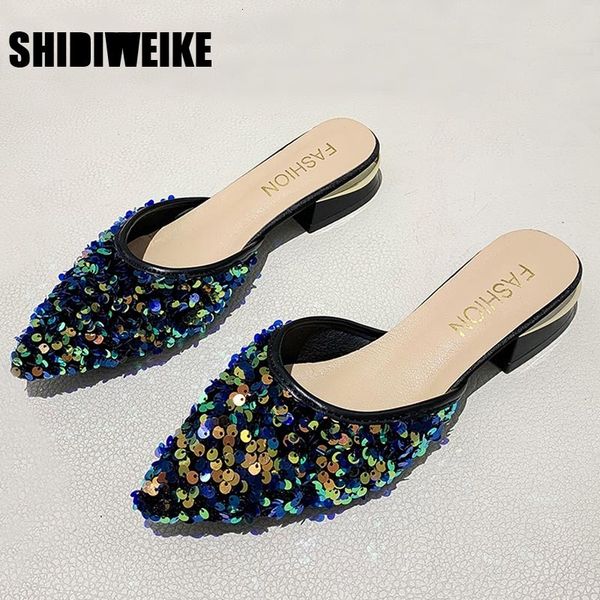 slippers fashion sequin pointed toe slides 3 cm square low heels students half slippers summer casual beach women sandals outdoor mules 2307, Black
slippers fashion sequin pointed toe slides 3 cm square low heels students half slippers summer casual beach women sandals outdoor mules 2307, Black