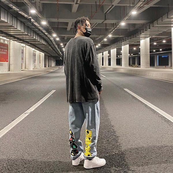 pants high street jeans printed loose wideleg hiphop street straight loose and comfortable men and women couple mopping pants ins, Black
pants high street jeans printed loose wideleg hiphop street straight loose and comfortable men and women couple mopping pants ins, Black