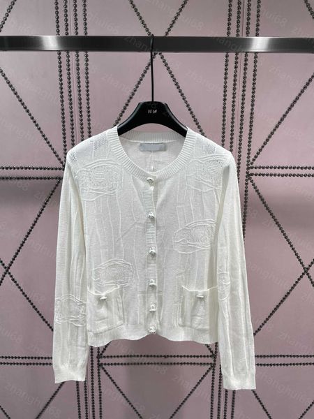 23ss womens designer clothing womens knits round neck hollow texture thin long sleeve cardigan coat womens clothes, White
23ss womens designer clothing womens knits round neck hollow texture thin long sleeve cardigan coat womens clothes, White