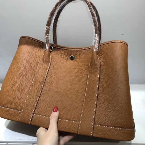 tote bags garden party cowhide leather designer shoulder strap 30 36cm garden bag portable messenger lady
