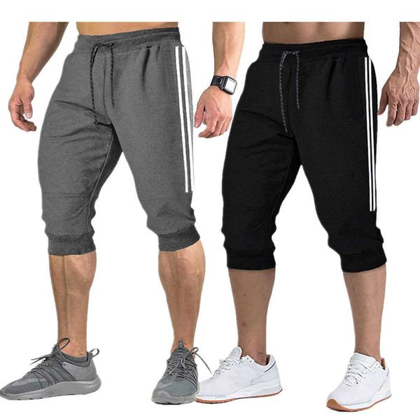 men's pants summer sports casual cropped shorts running fitness beachwear, White;black
men's pants summer sports casual cropped shorts running fitness beachwear, White;black