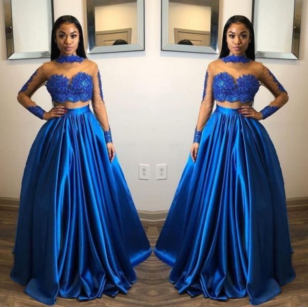 royal blue two pieces prom dresses lace appliques sheer high neck long sleeves evening gowns floor length zipper back party 5655073, Black
royal blue two pieces prom dresses lace appliques sheer high neck long sleeves evening gowns floor length zipper back party 5655073, Black