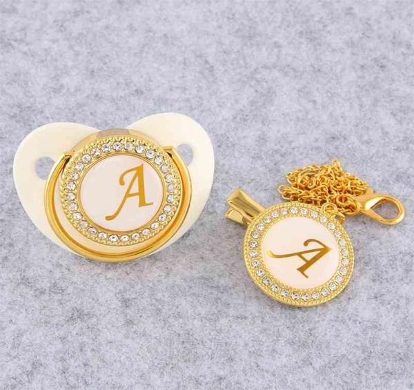 golden initial letter baby pacifier with chain clip luxury sucette bebe bpa white chupete for 018 months 2104072827466
golden initial letter baby pacifier with chain clip luxury sucette bebe bpa white chupete for 018 months 2104072827466