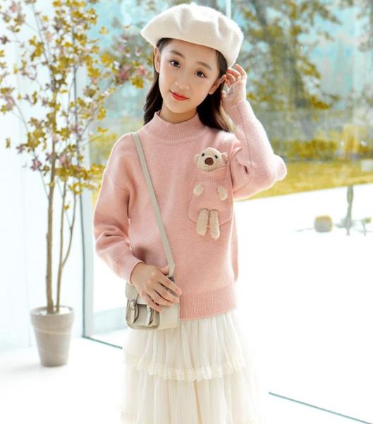fall winter big kids sweater old girls pocket bear doll knitted long sleeve sweater pullover children casual jumper a45797603010, Blue
fall winter big kids sweater old girls pocket bear doll knitted long sleeve sweater pullover children casual jumper a45797603010, Blue