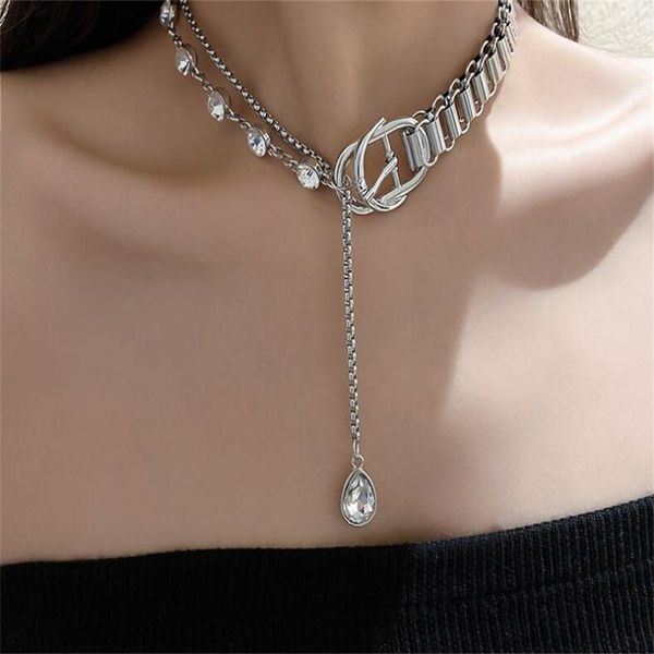 european and american fashion geometric crystal necklace women's splice chain buckle long pendant necklace personalized jewelry ae1007, Golden;silver
european and american fashion geometric crystal necklace women's splice chain buckle long pendant necklace personalized jewelry ae1007, Golden;silver