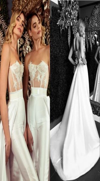 lace stain wedding jumpsuit with detachable train 2020 modern strapless backless holiday beach bride dress with pant suit1709612, White
lace stain wedding jumpsuit with detachable train 2020 modern strapless backless holiday beach bride dress with pant suit1709612, White