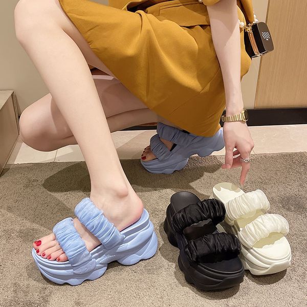 slippers cinessd summer platform slippers women blue pleated riband discolor ladies chunky sole beach cool wedges slides shoes woman 230703, Black
slippers cinessd summer platform slippers women blue pleated riband discolor ladies chunky sole beach cool wedges slides shoes woman 230703, Black